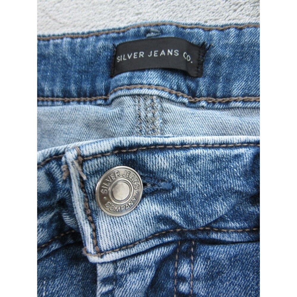 Silver Jeans Women's Size 16W x23 Suki Capri Medium Wash Blue Distressed - Picture 10 of 13